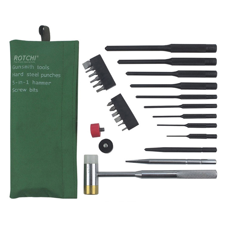 Doekzak Gunsmith Punches Kit met hamer en schroefbits