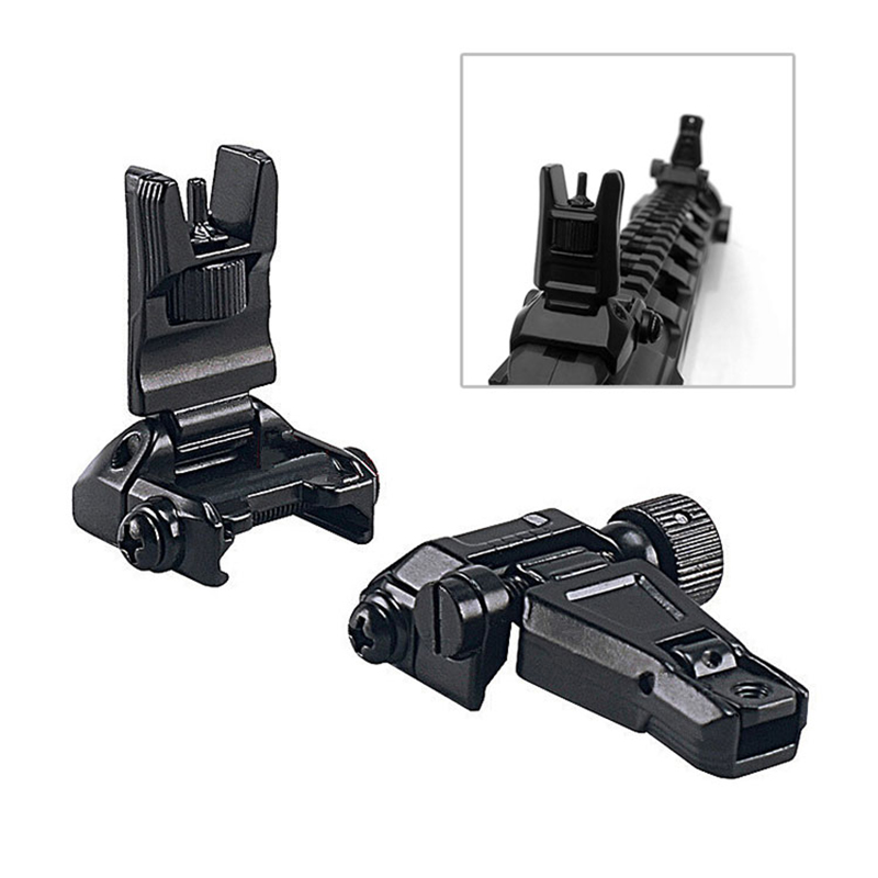 Metaal Low Profile Offset Flip-up Rapid Transition Back Up Voor Achter Kijkijzer Set Tactisch Ar15 Geweer Zwart